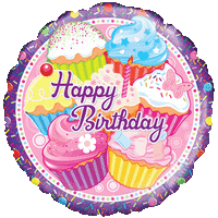Happy Birthday Colourful Cupcakes balloon