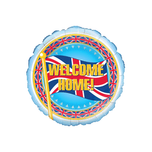 Welcome Home British Flag Balloon in a Box