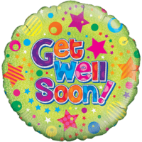 Get Well Soon! Holographic Stars balloon