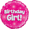 Birthday Girl Pink Holographic Balloon in a Box Small Image