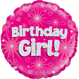 Birthday Girl Pink Holographic Balloon in a Box
