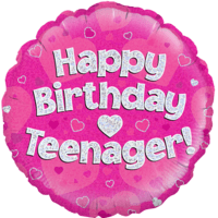 18" Happy Birthday Teenager Pink balloon