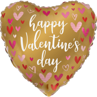 Gold Happy Valentine Hearts balloon