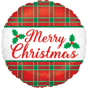 Christmas Plaid Holographic Balloon in a Box