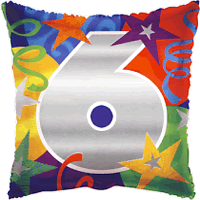 19" Square Colourful Six balloon