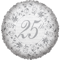 18" Silver 25th Anniversary balloon