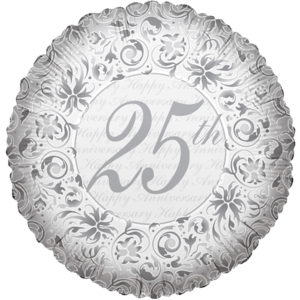 18" Silver 25th Anniversary Balloon in a Box