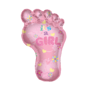 Pink It's a Girl Footprint Balloon in a Box