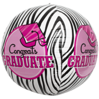 Graduate Pink Zebra Sphere balloon