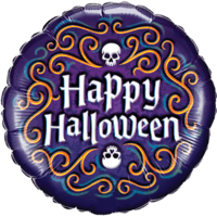 18" Happy Halloween Skeleton Filigree balloon