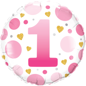 Age 1 Pink Spots Balloon in a Box