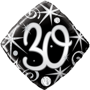 30th Black Diamond Birthday Balloon  Balloon in a Box