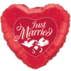 Just Married Red Heart with Love Birds Balloon in a Box Small Image