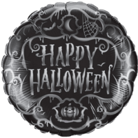 18" Halloween Goth Scroll Black balloon