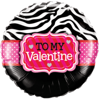 To My Valentine Zebra Print balloon